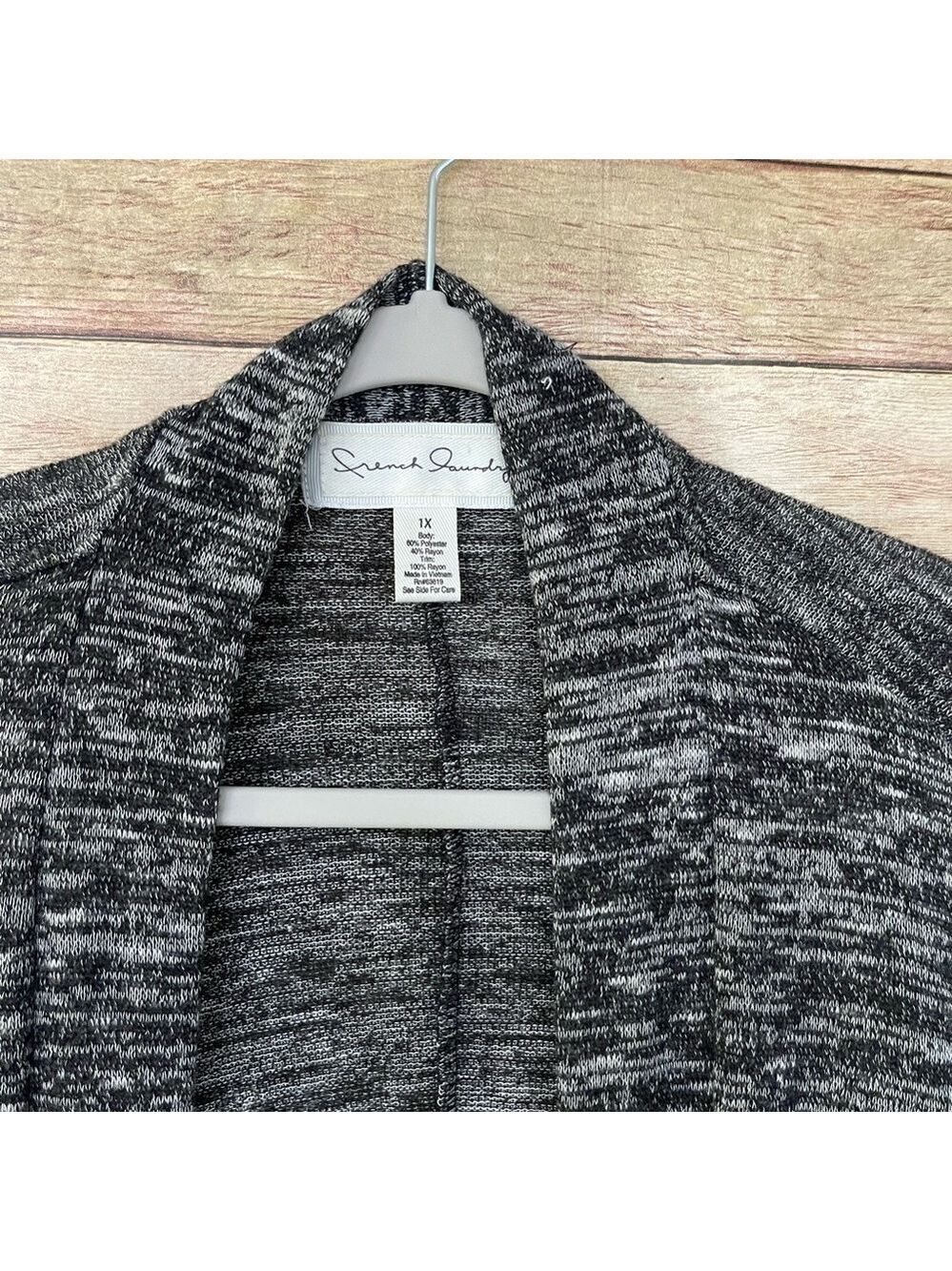 French Laundry Women’s Black And Gray Fringe Cardigan Sweater Plus Size: 1X - Picture 5 of 10